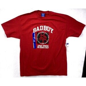 Bad Boy Tee Shirt Men's Size XL Vintage 1990's Athletics Red 3D Graphic Retro